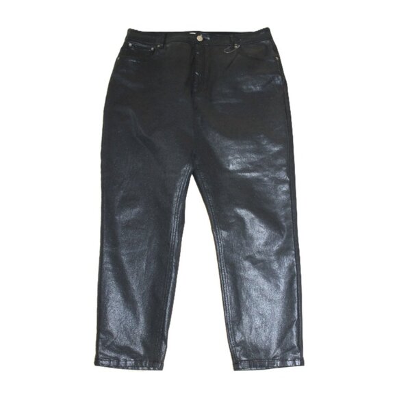 nwot ASOS Curve, High-Rise Farleigh Mom Jeans in Coated Black - Size 16W - Picture 2 of 11